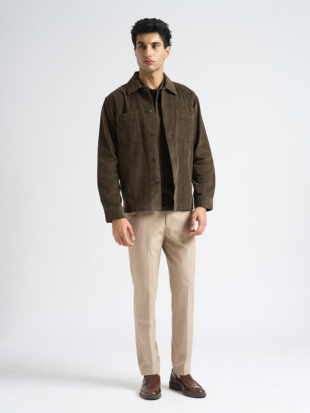 Organic Cotton Corduroy Overshirt - Brown