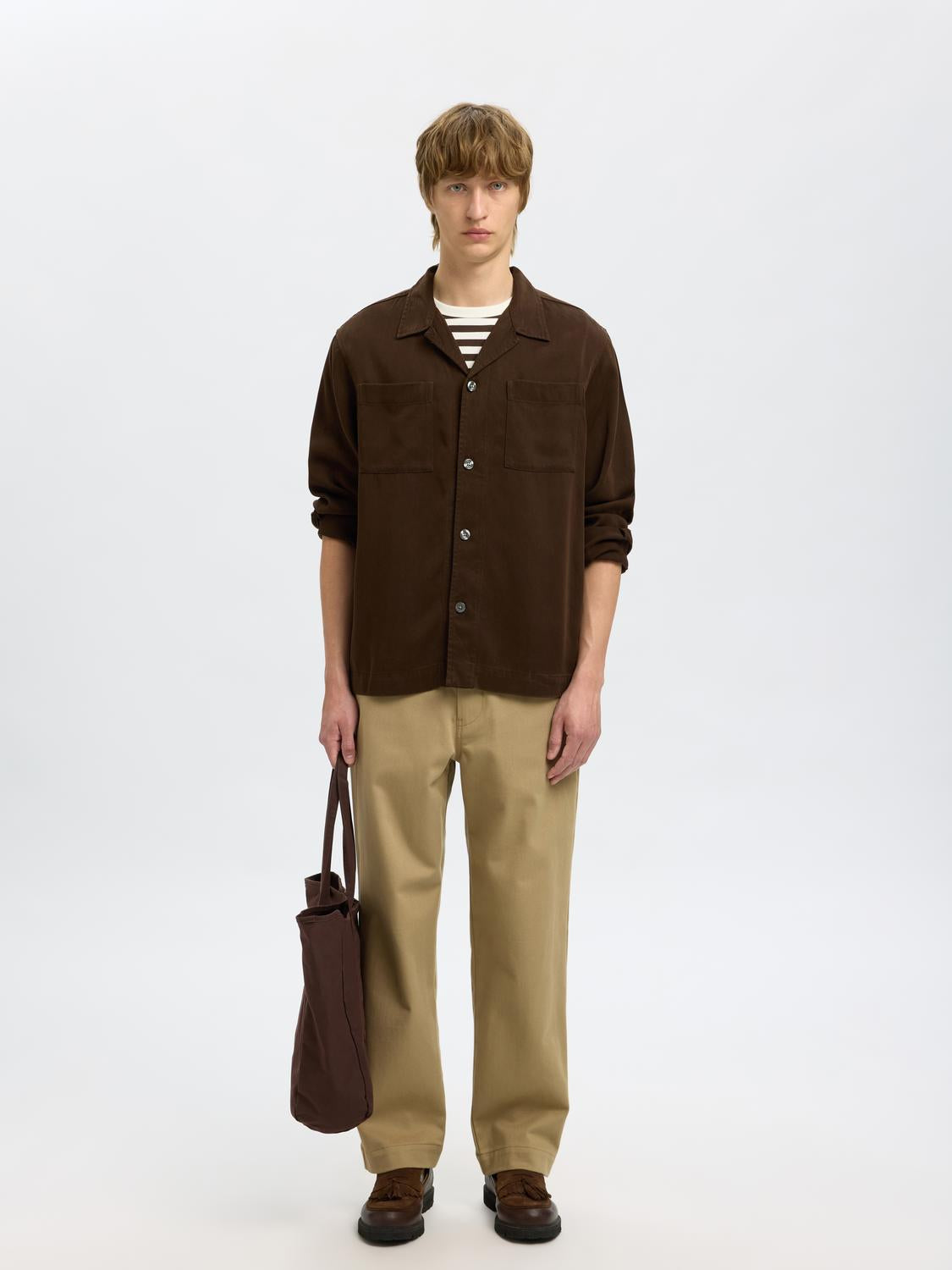 Dark Brown Regular Fit Overshirt
