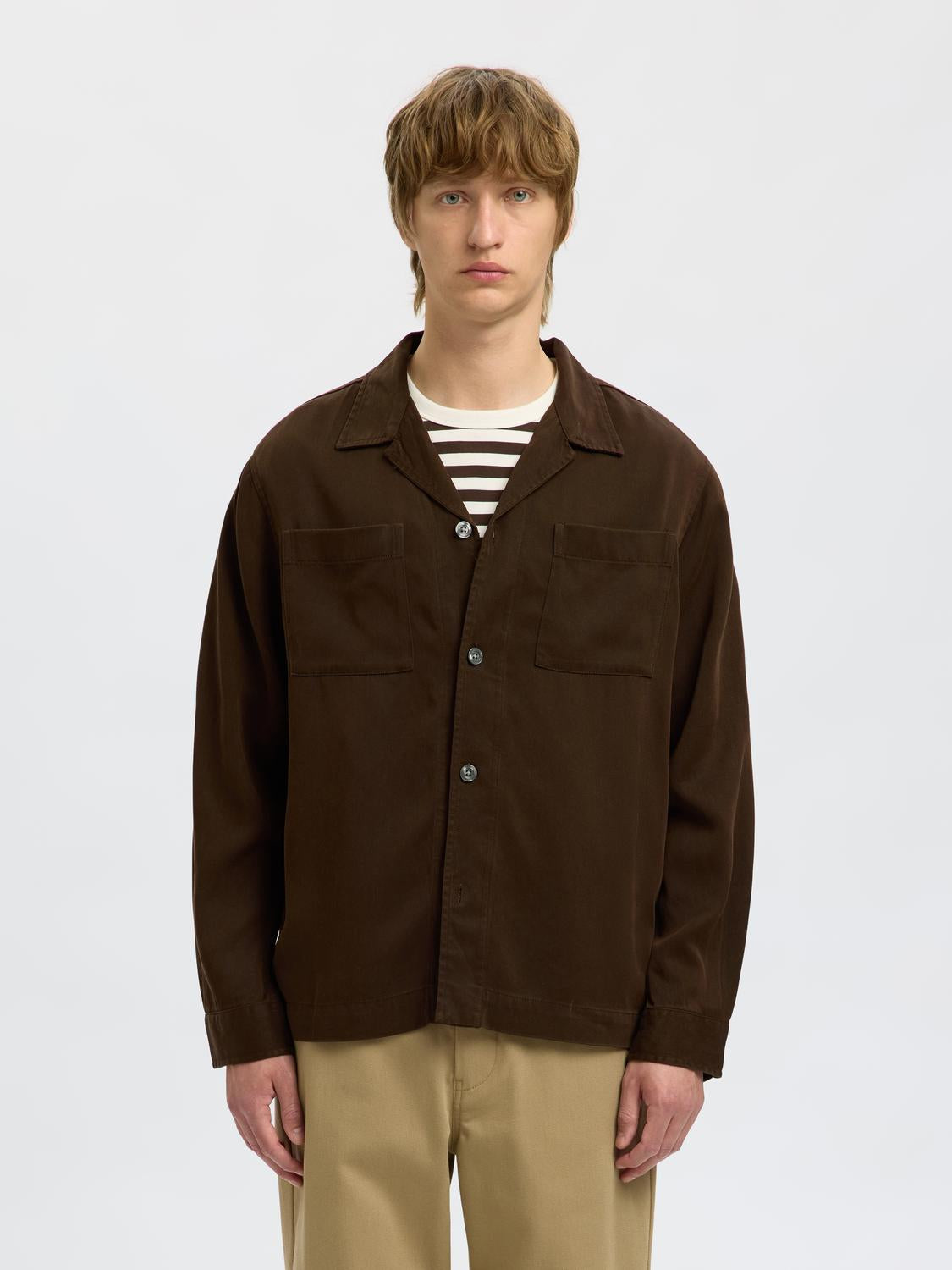 Dark Brown Regular Fit Overshirt