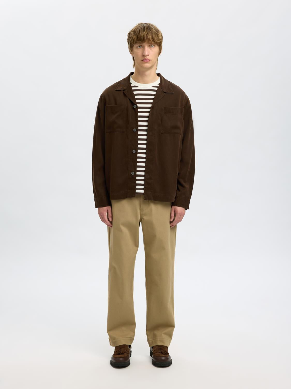 Dark Brown Regular Fit Overshirt