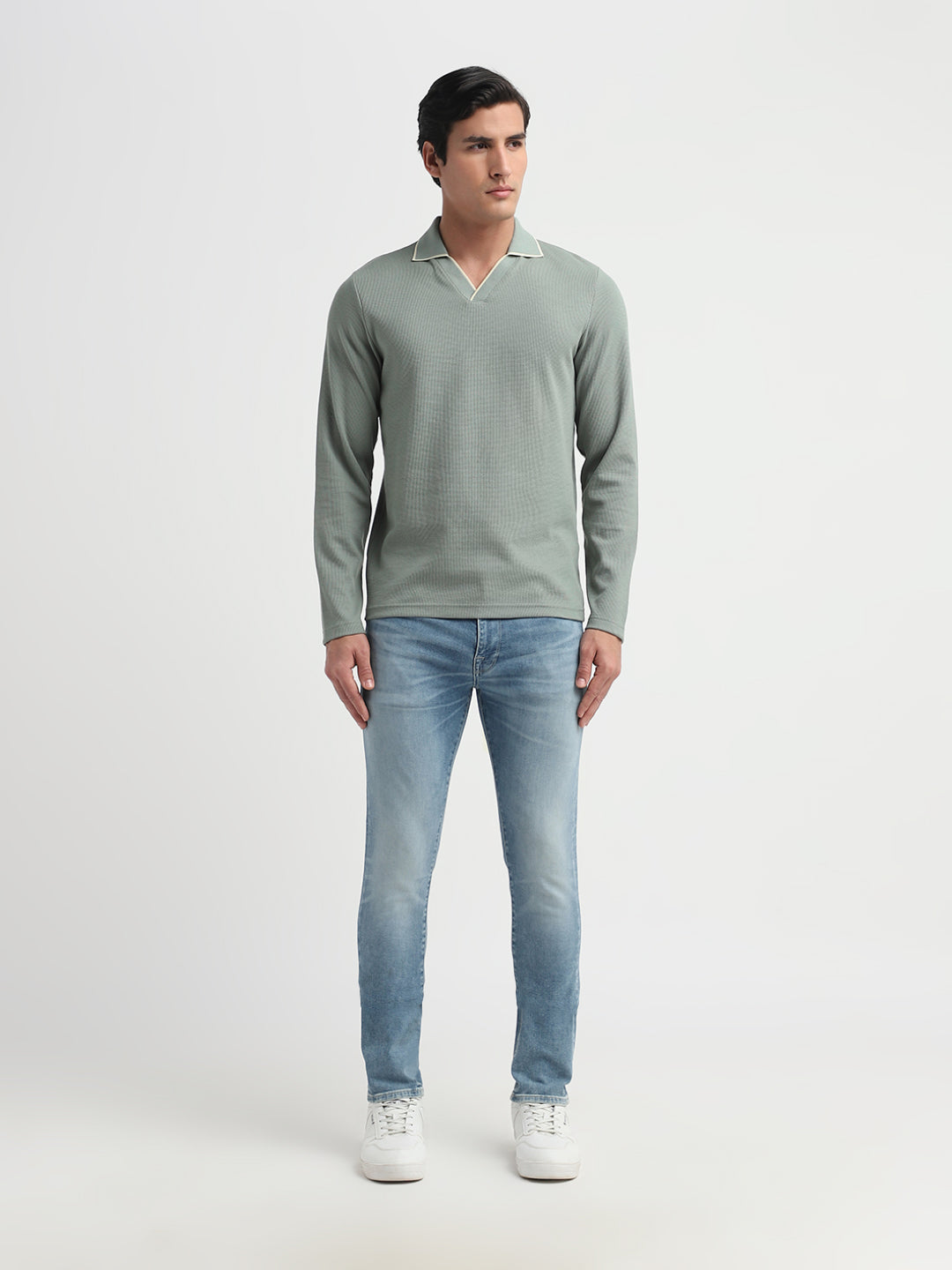 Adley Waffle Slim Fit Polo - Green