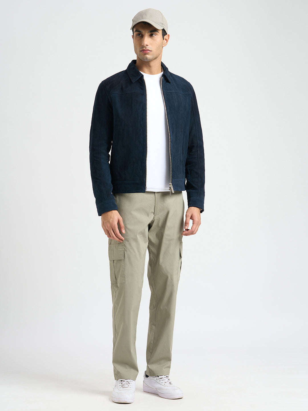 100% Suede Zip-Through Jacket - Blue