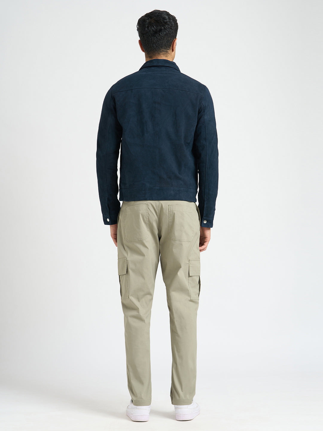 100% Suede Zip-Through Jacket - Blue