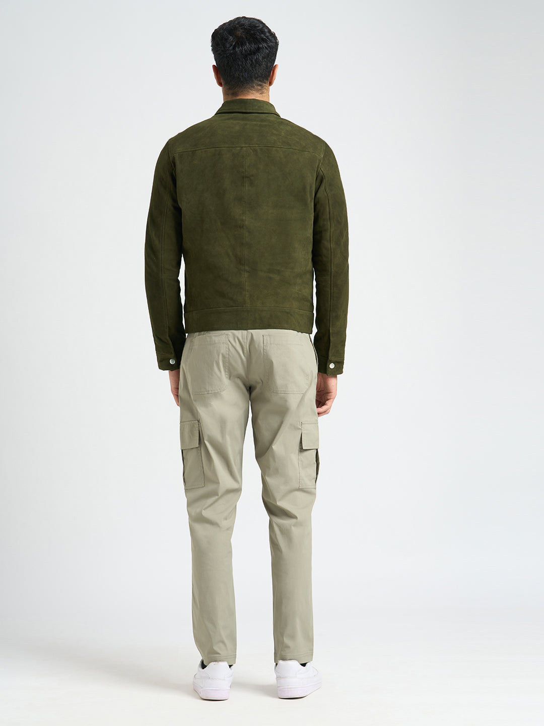 100% Suede Zip-Through Jacket - Green