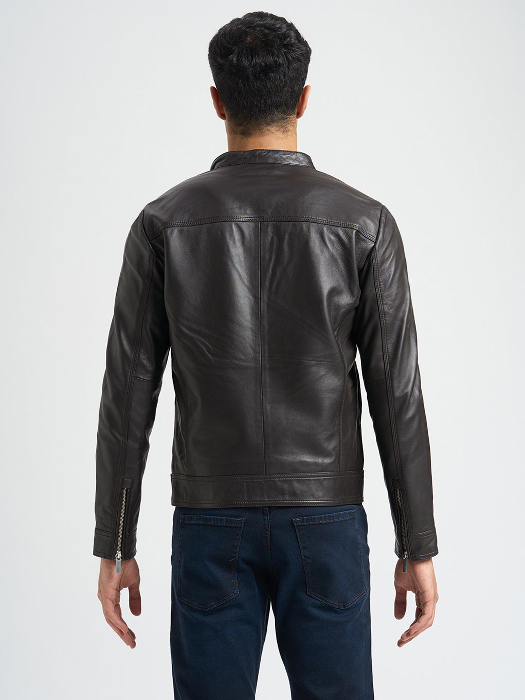 Two-Way Zip Leather Jacket