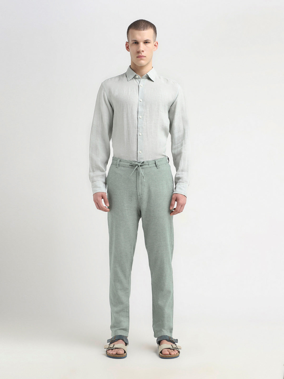 Slim Tapered Linen Blend Pants
