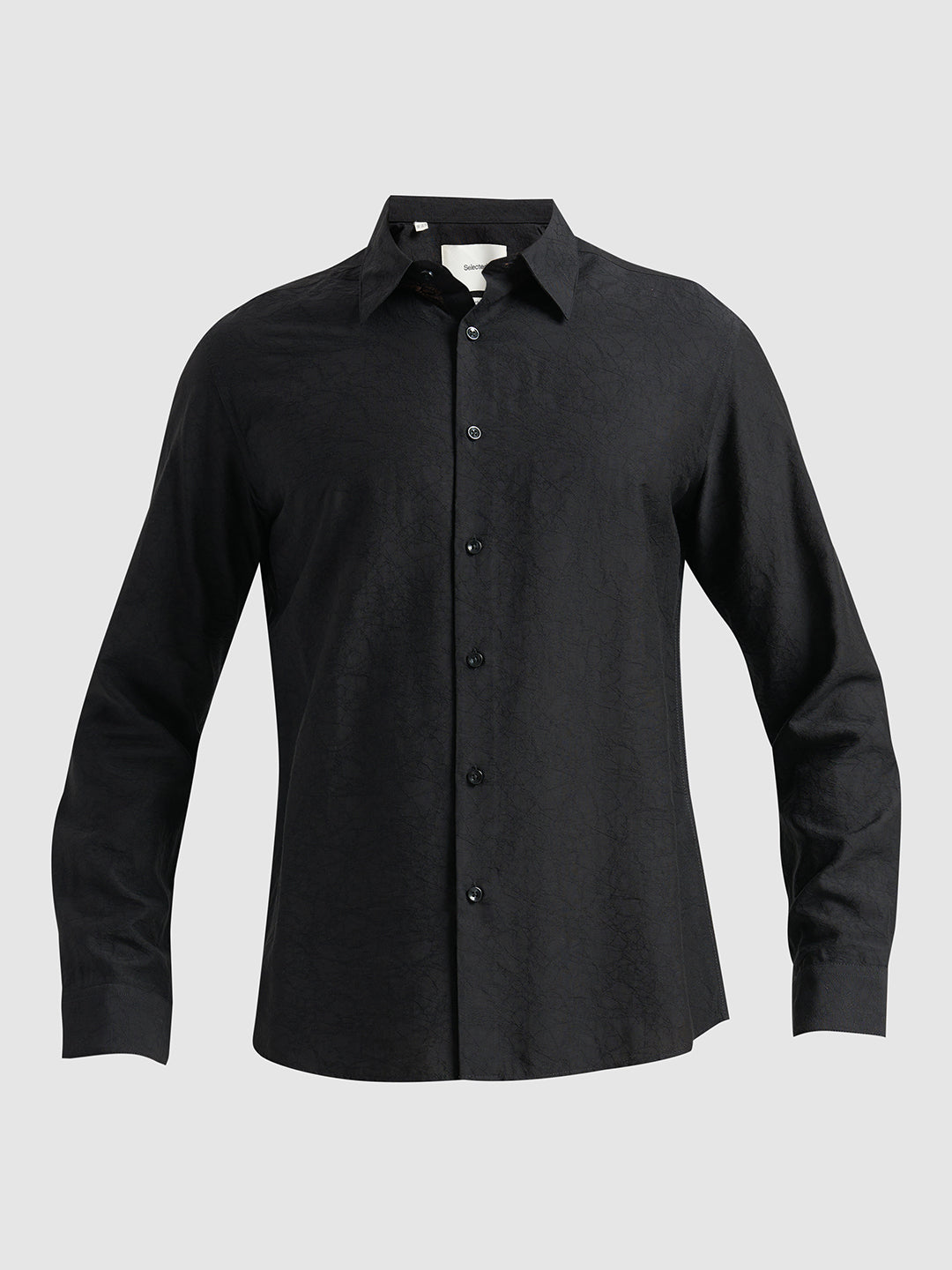 Structured Spread Collar Shirt- Black