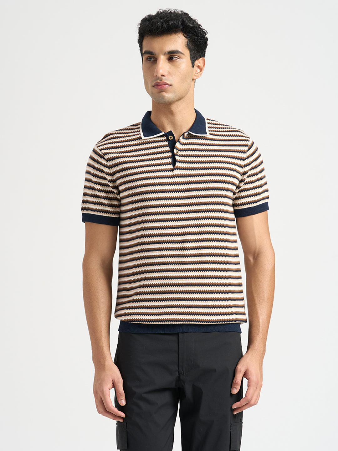 Cotton Striped Knitted Polo