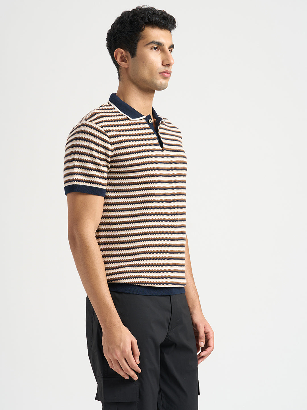 Cotton Striped Knitted Polo