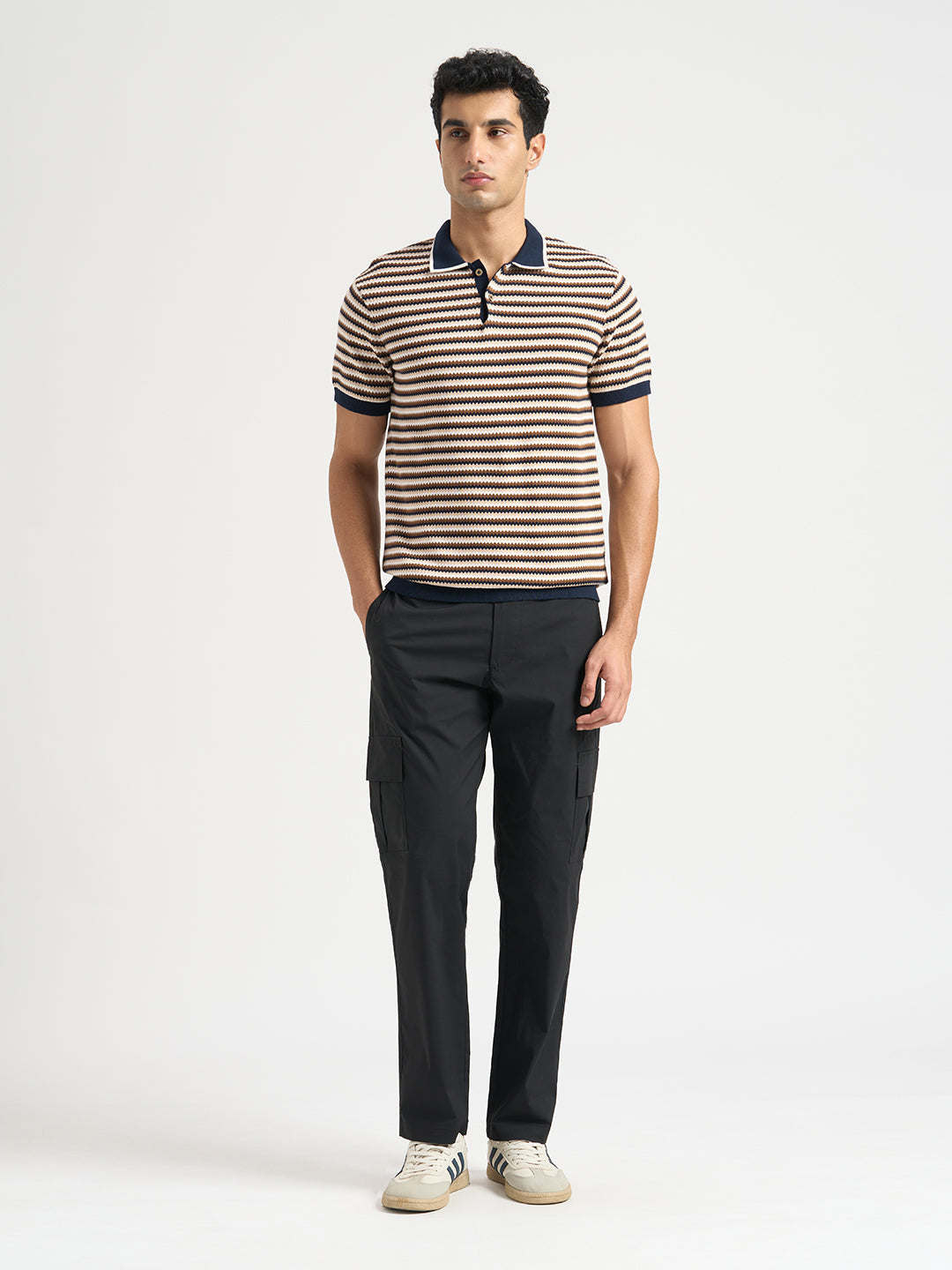 Cotton Striped Knitted Polo
