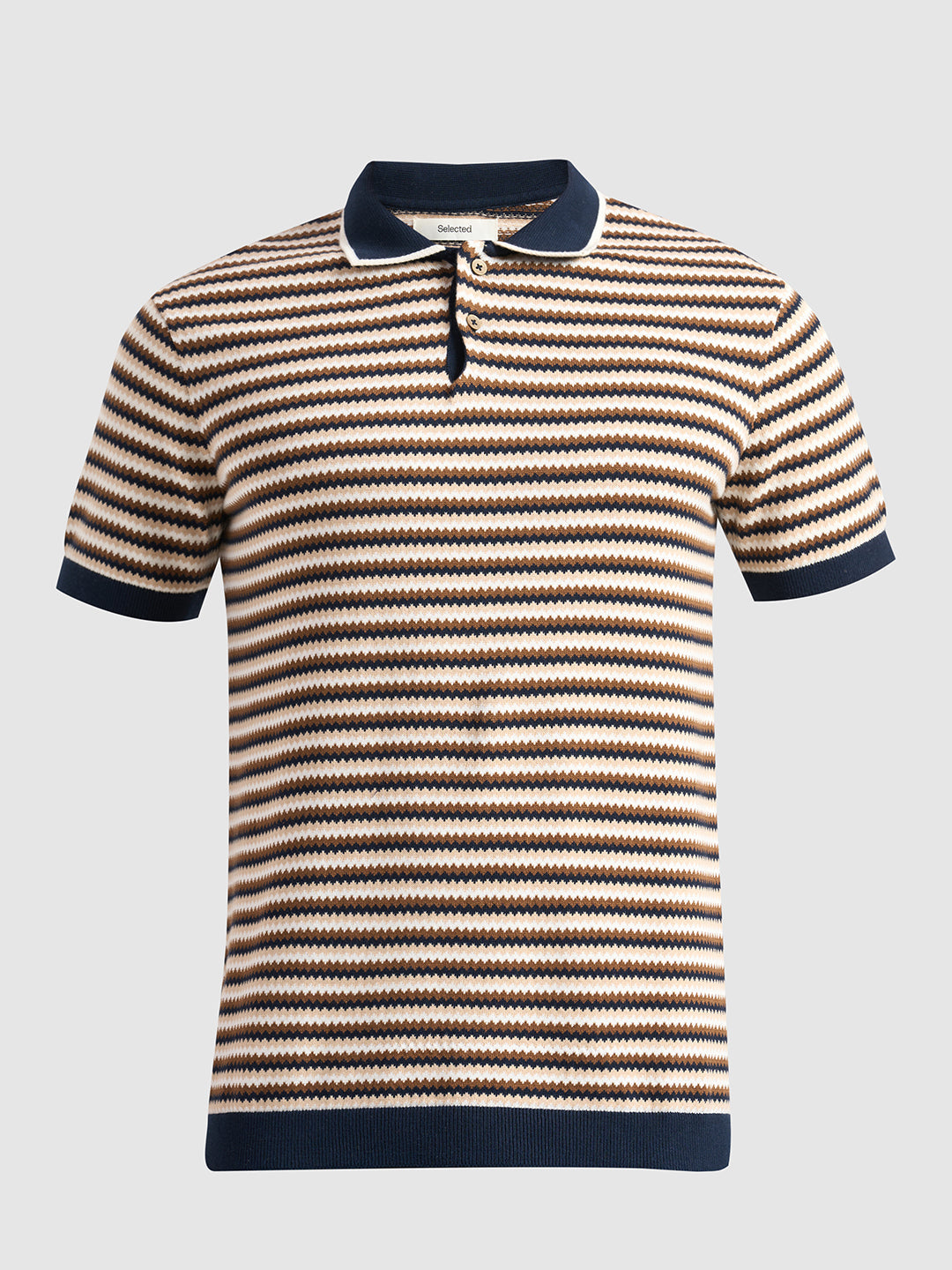 Cotton Striped Knitted Polo