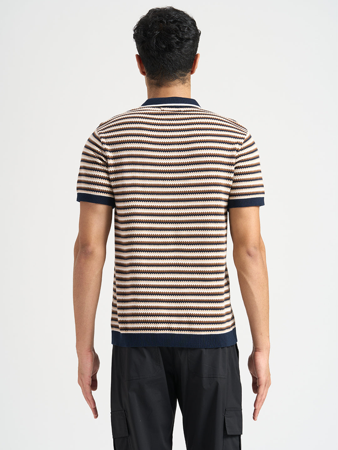 Cotton Striped Knitted Polo