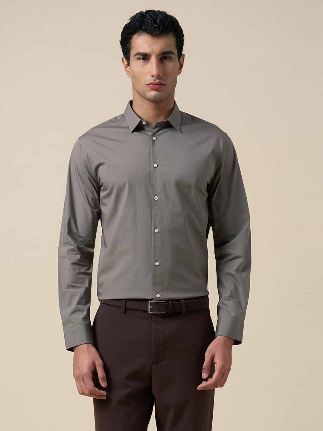 Cotton Regular Fit Shirt - Grey