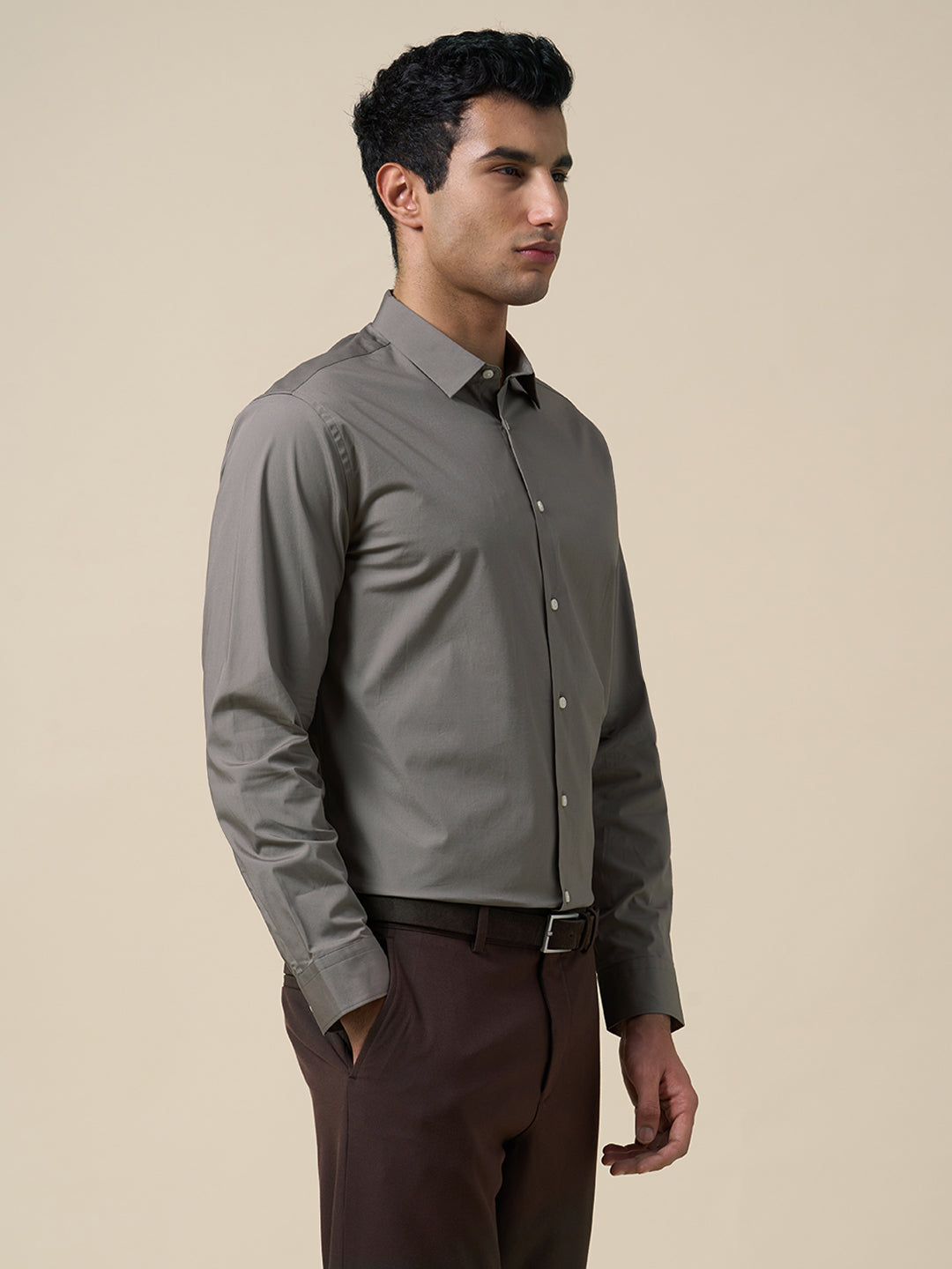 Cotton Regular Fit Shirt - Grey