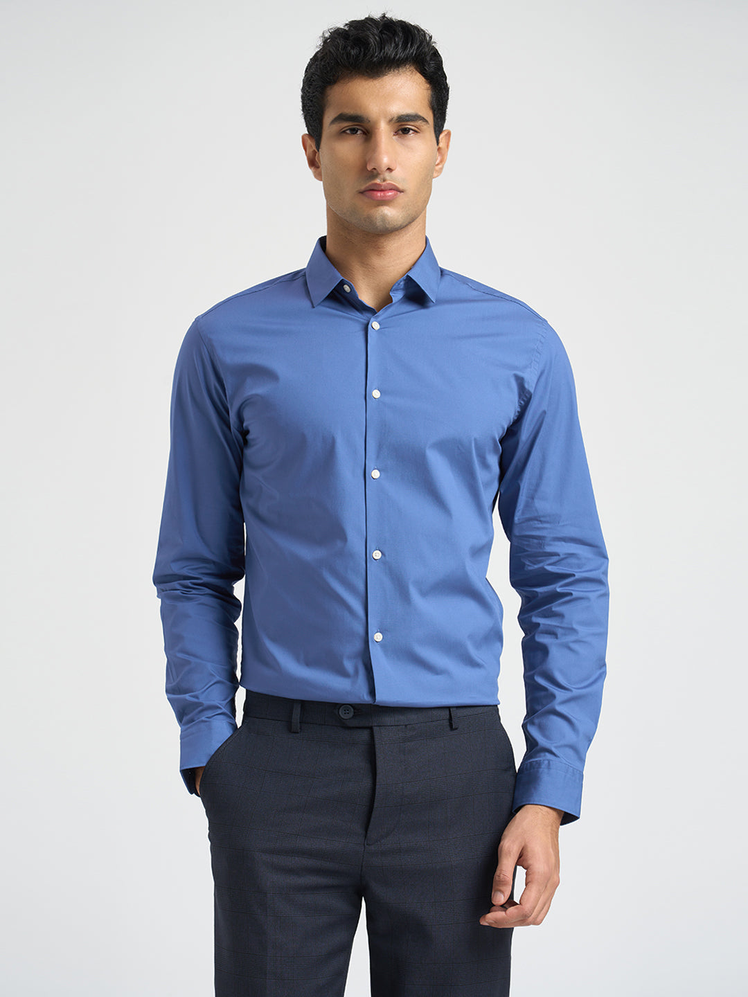 Cotton Slim Fit Shirt - Blue