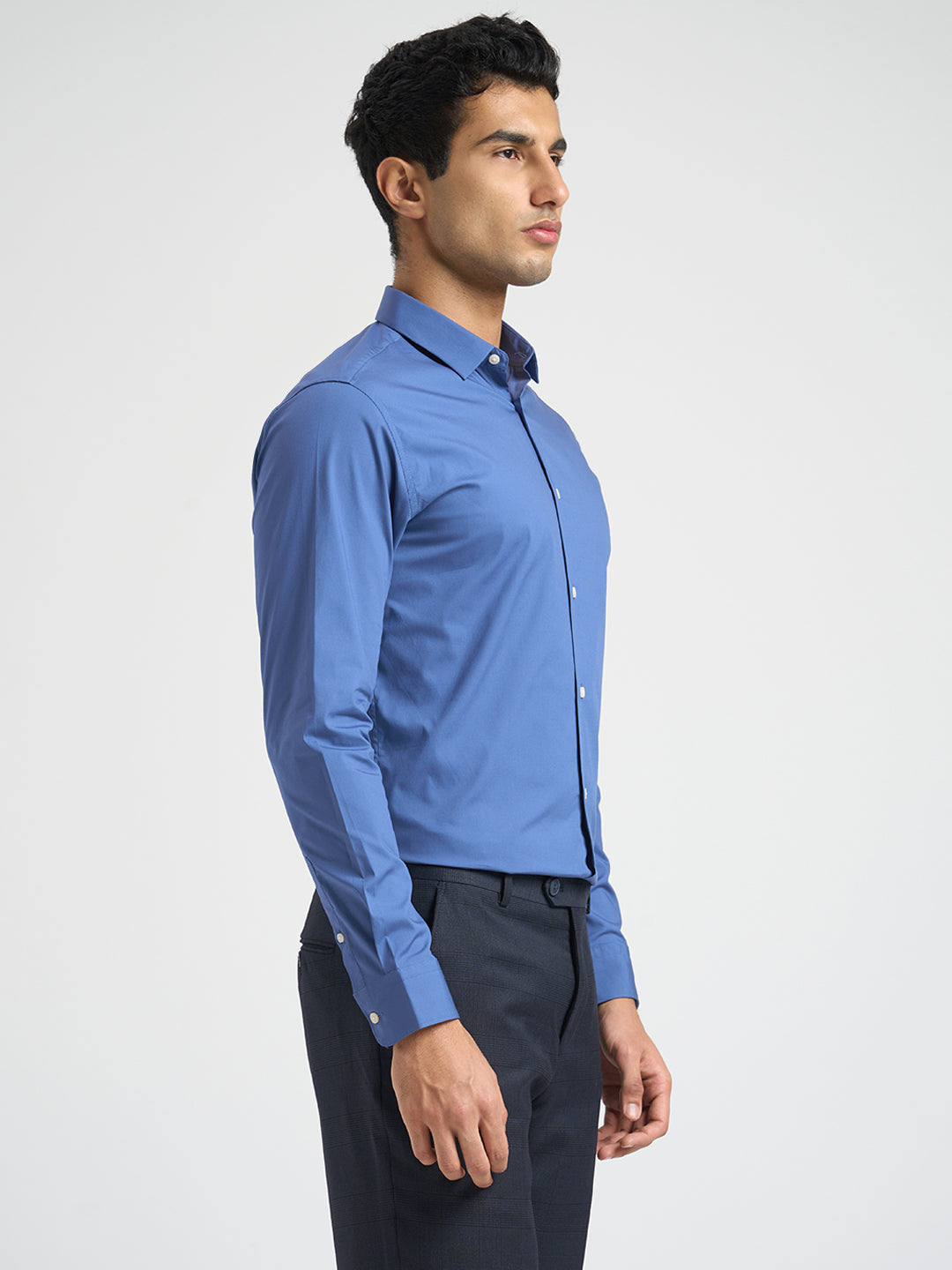 Cotton Slim Fit Shirt - Blue