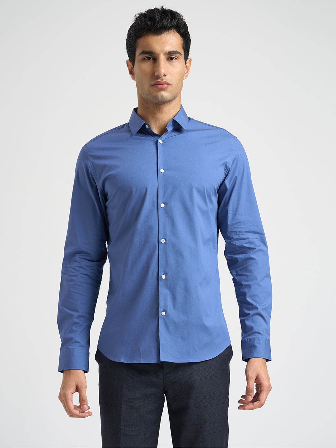 Cotton Slim Fit Shirt - Blue
