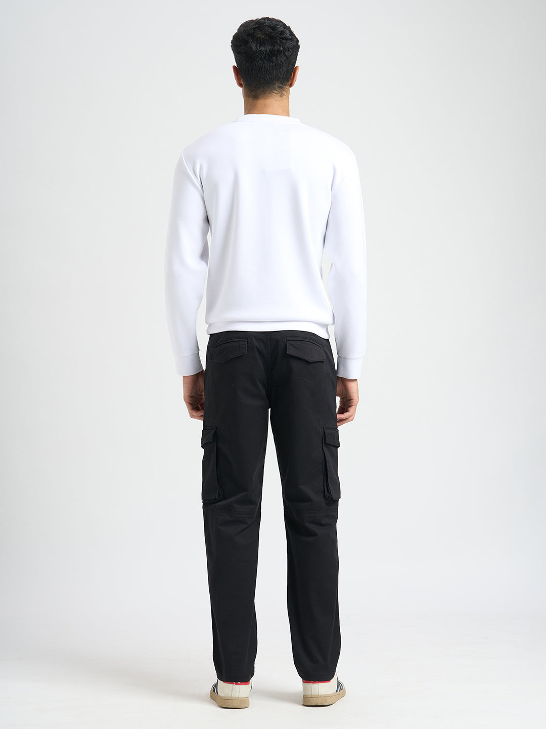 Cotton Regular Fit Cargos - Black