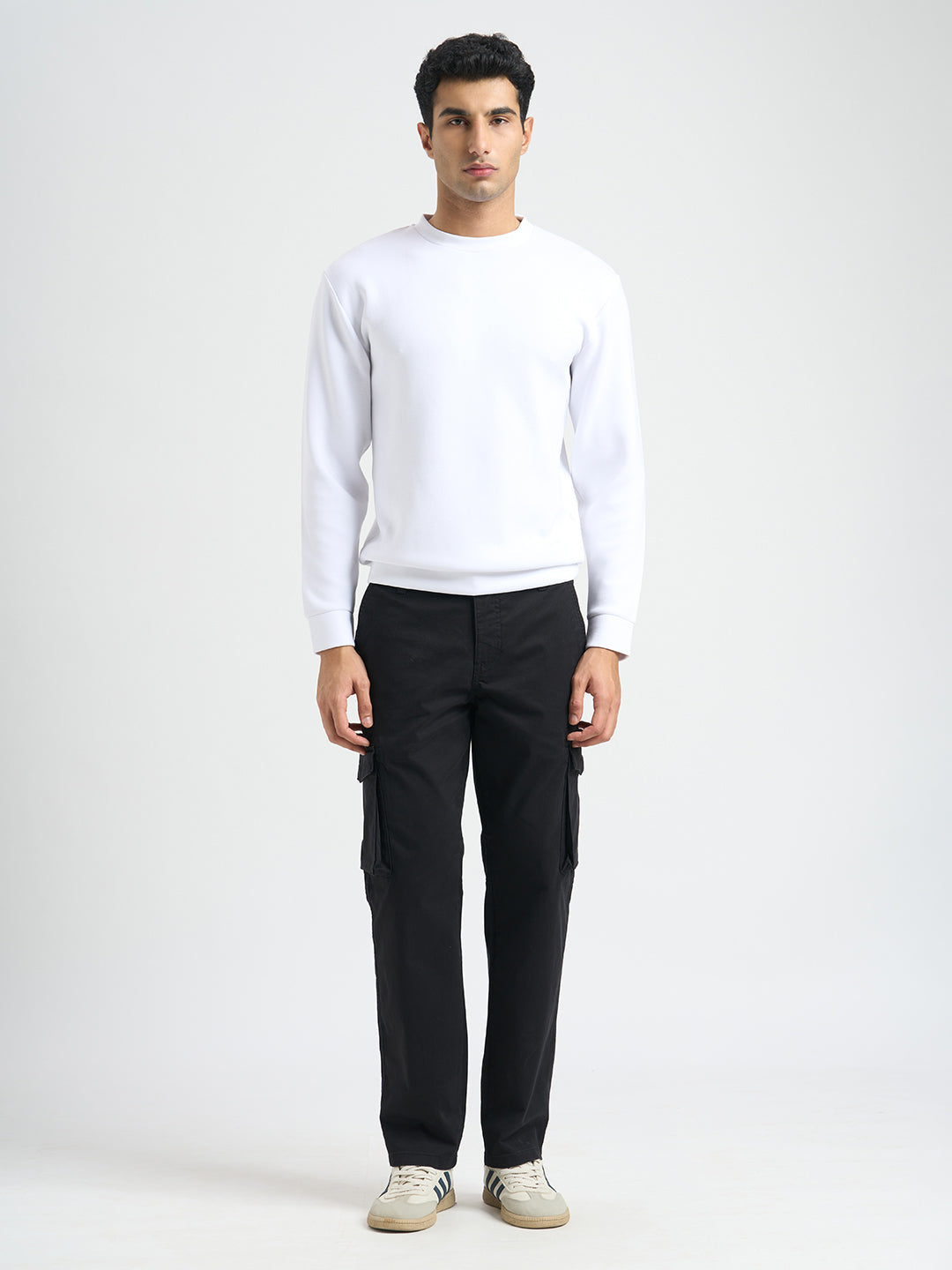 Cotton Regular Fit Cargos - Black