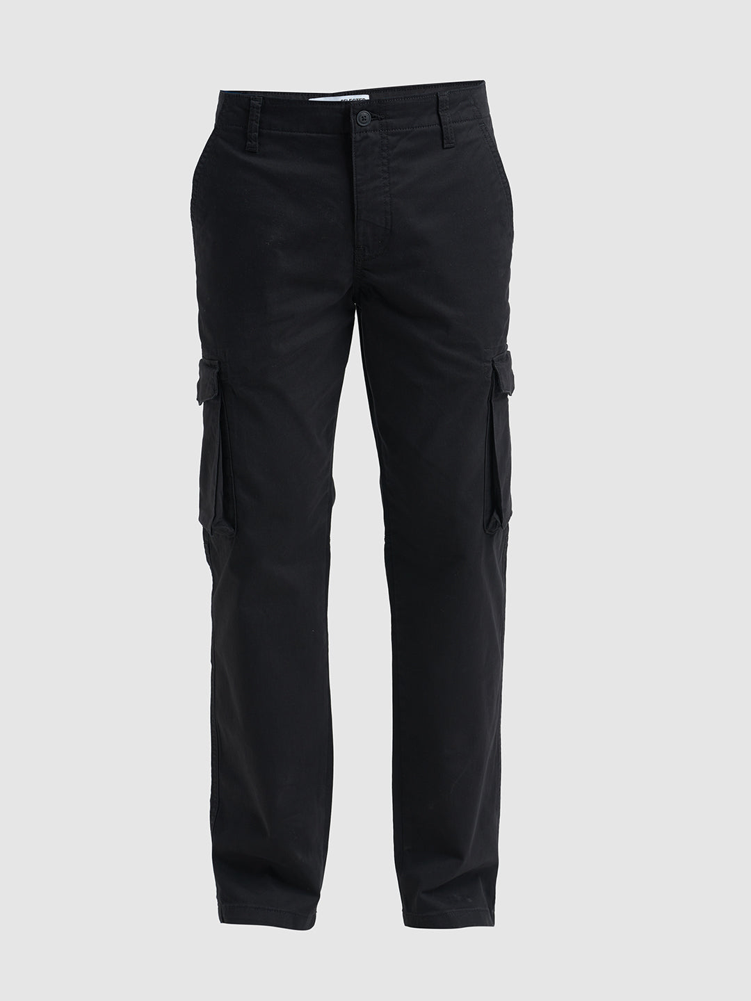 Cotton Regular Fit Cargos - Black
