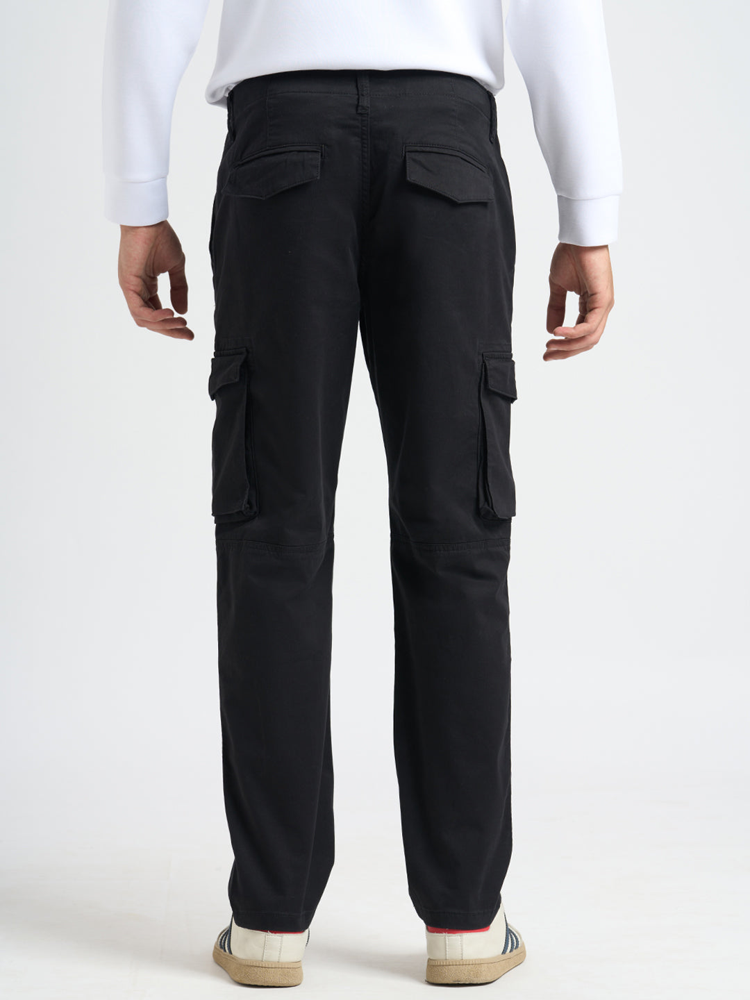 Cotton Regular Fit Cargos - Black