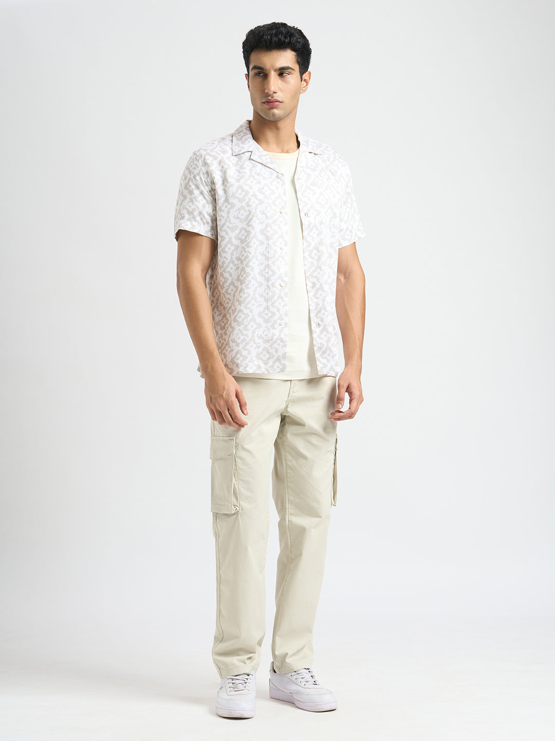 Cotton Regular Fit Cargos - Off-White