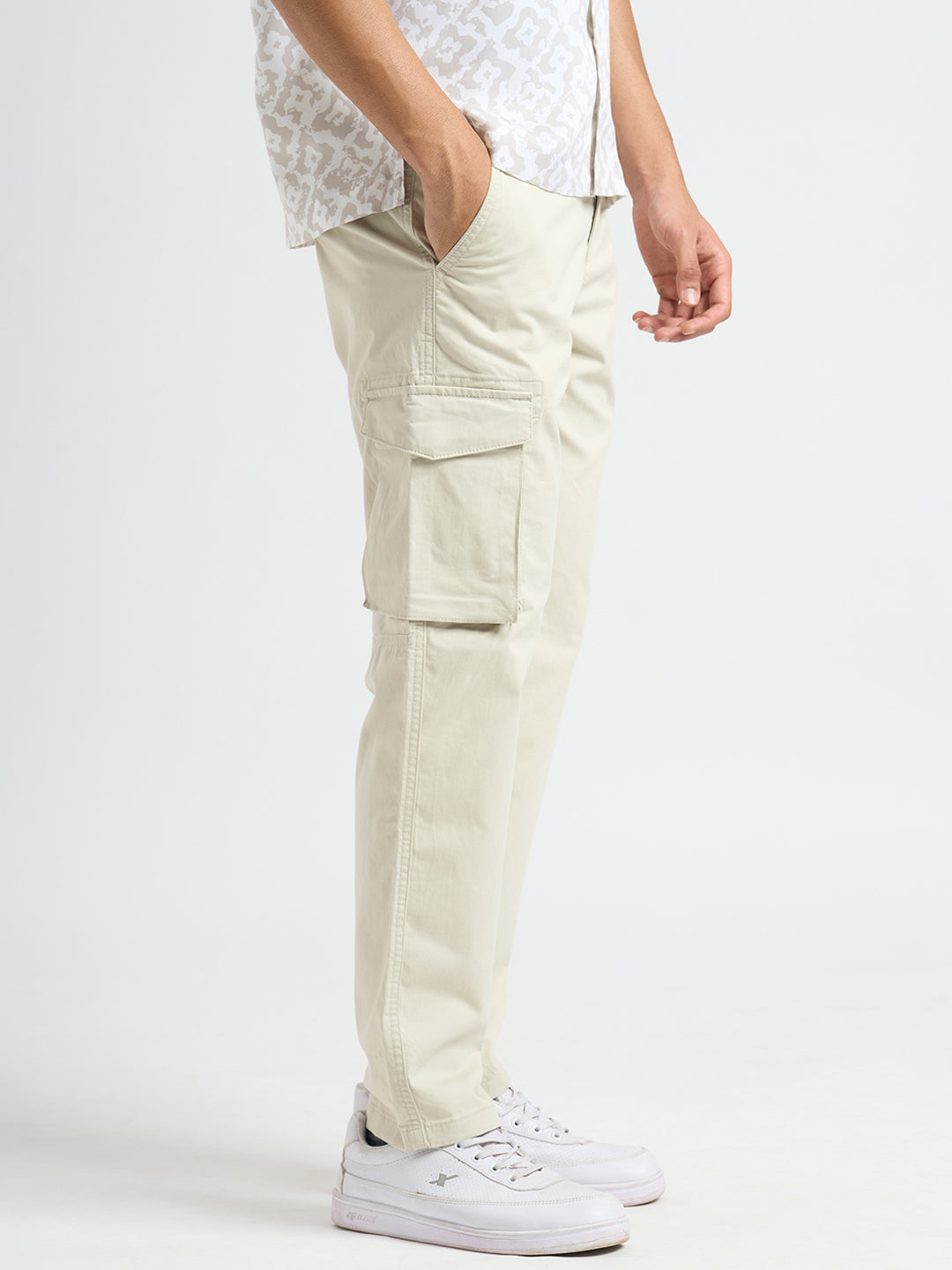 Cotton Regular Fit Cargos - Off-White