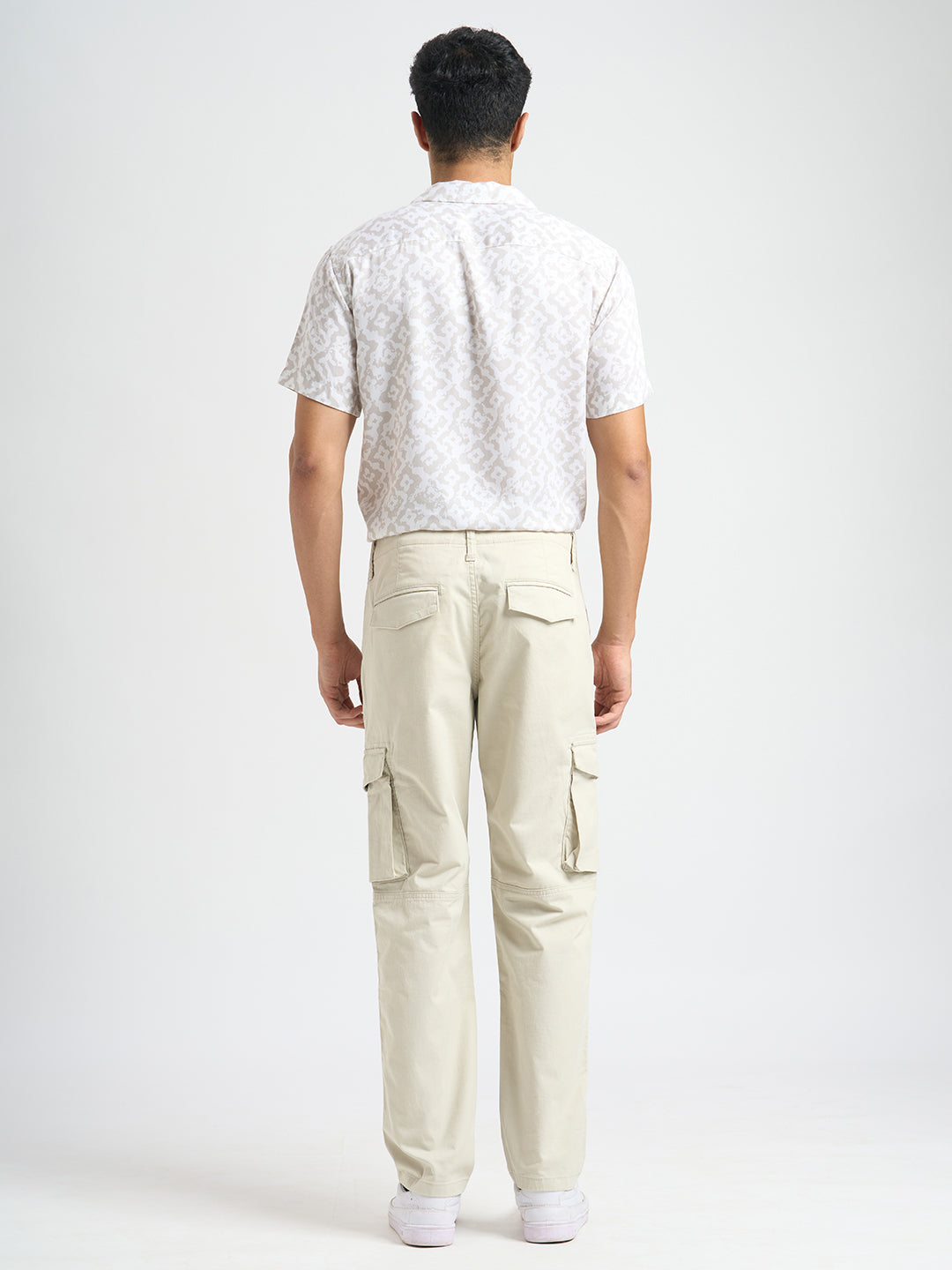 Cotton Regular Fit Cargos - Off-White