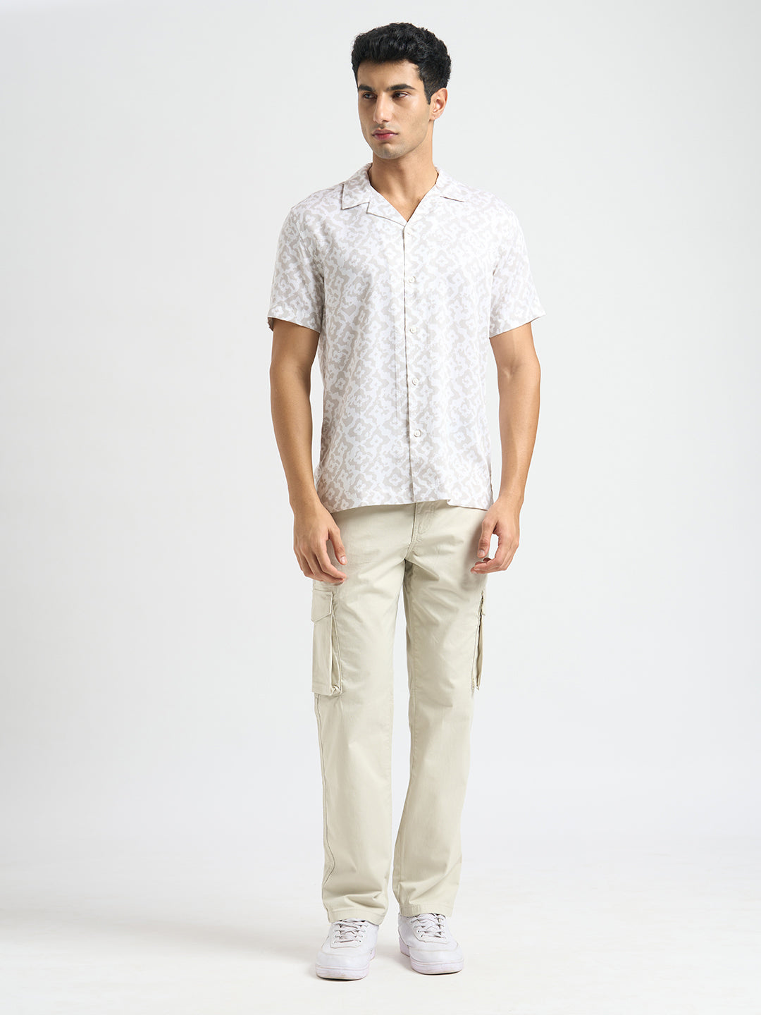 Cotton Regular Fit Cargos - Off-White