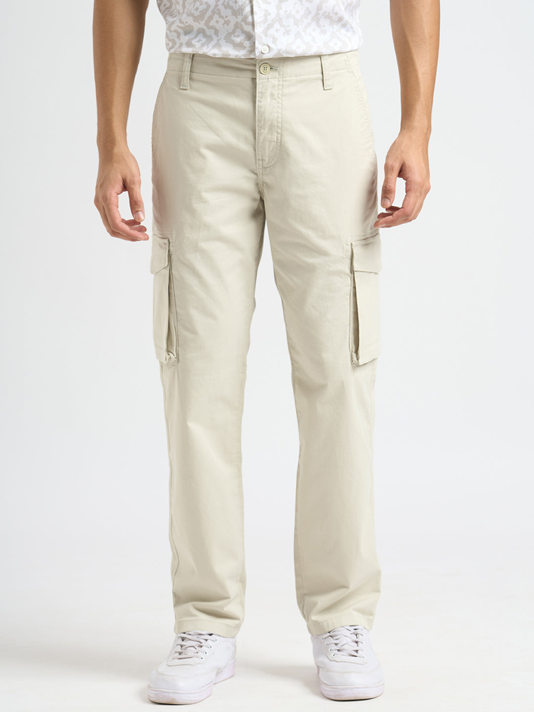 Cotton Regular Fit Cargos - Off-White
