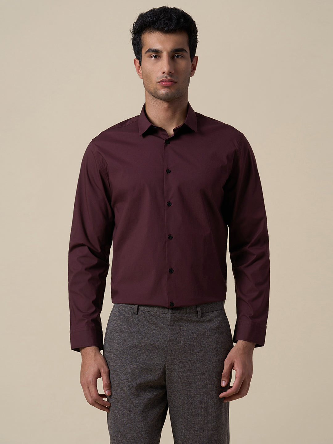 Cotton Regular Fit Shirt - Maroon