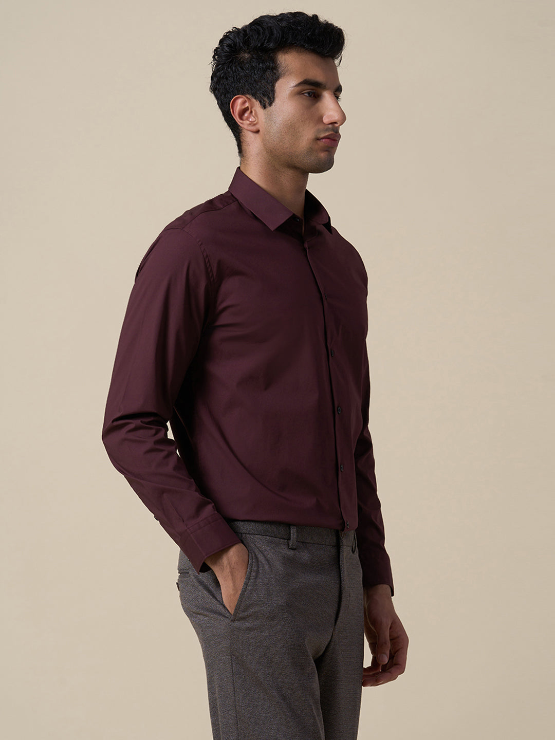 Cotton Regular Fit Shirt - Maroon