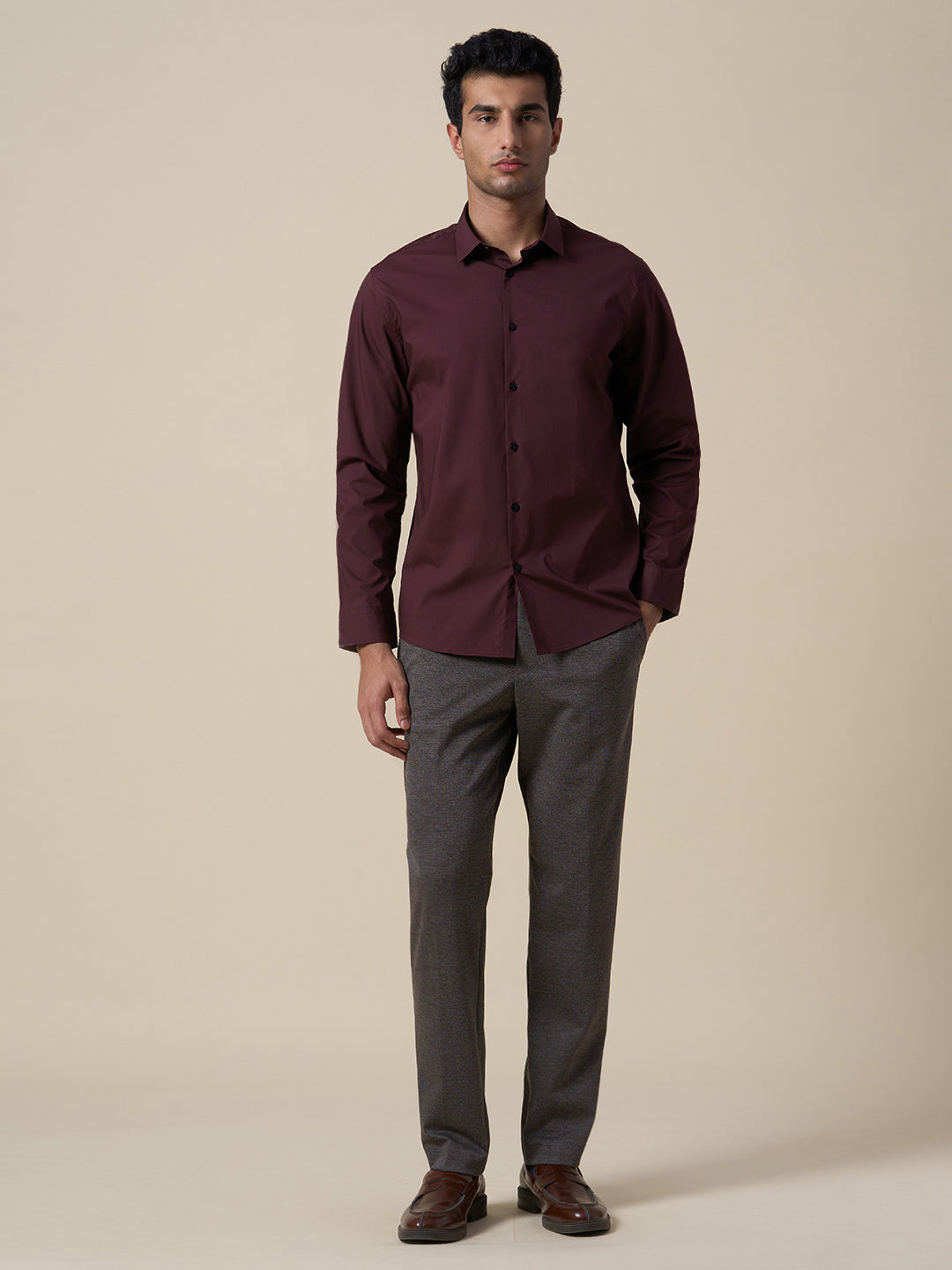 Cotton Regular Fit Shirt - Maroon