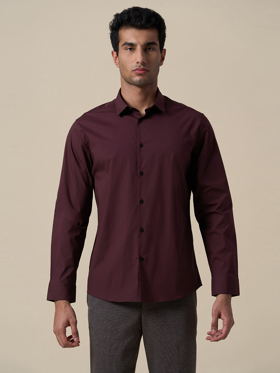 Cotton Regular Fit Shirt - Maroon
