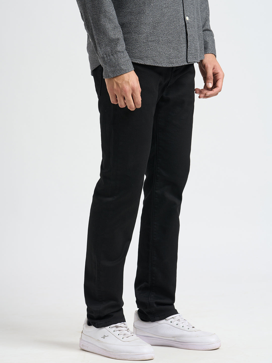 Black Mid Rise Straight Fit Jeans