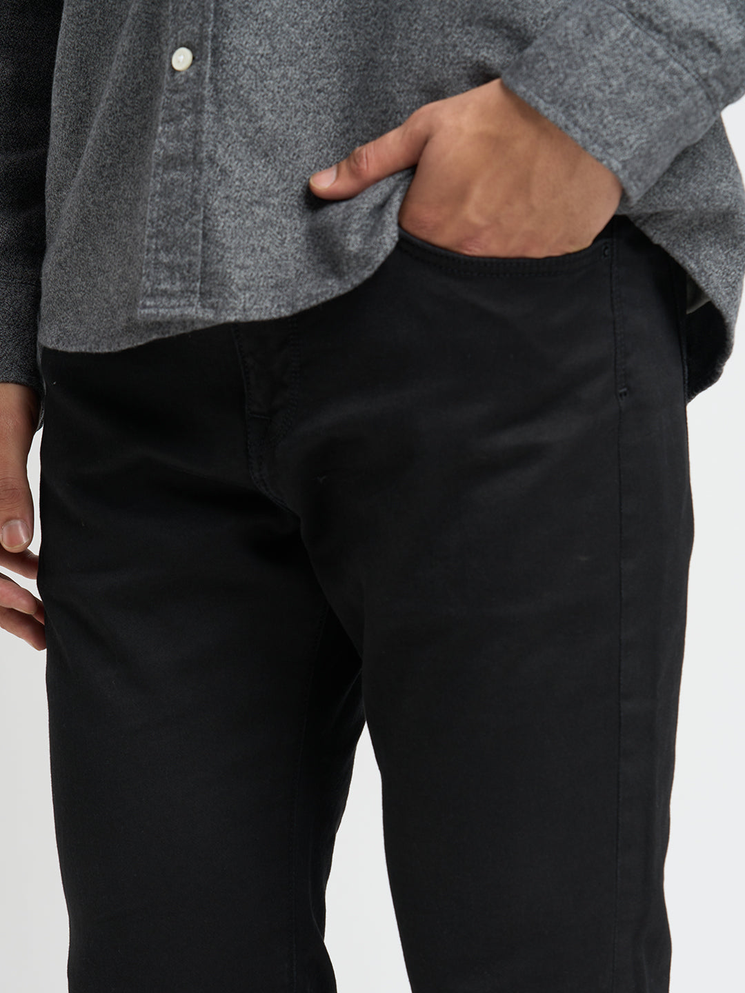 Black Mid Rise Straight Fit Jeans