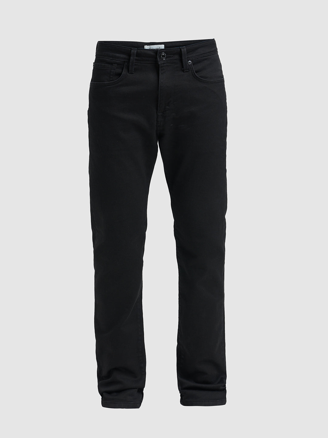 Black Mid Rise Straight Fit Jeans