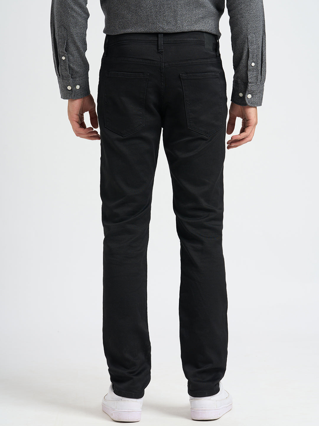Black Mid Rise Straight Fit Jeans