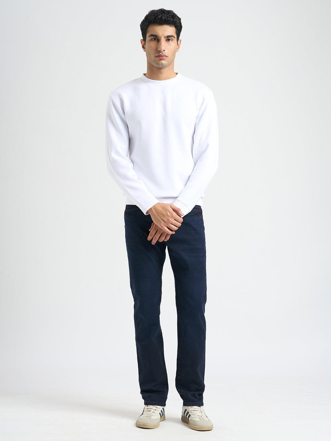 Dark Blue Mid Rise Straight Fit Jeans