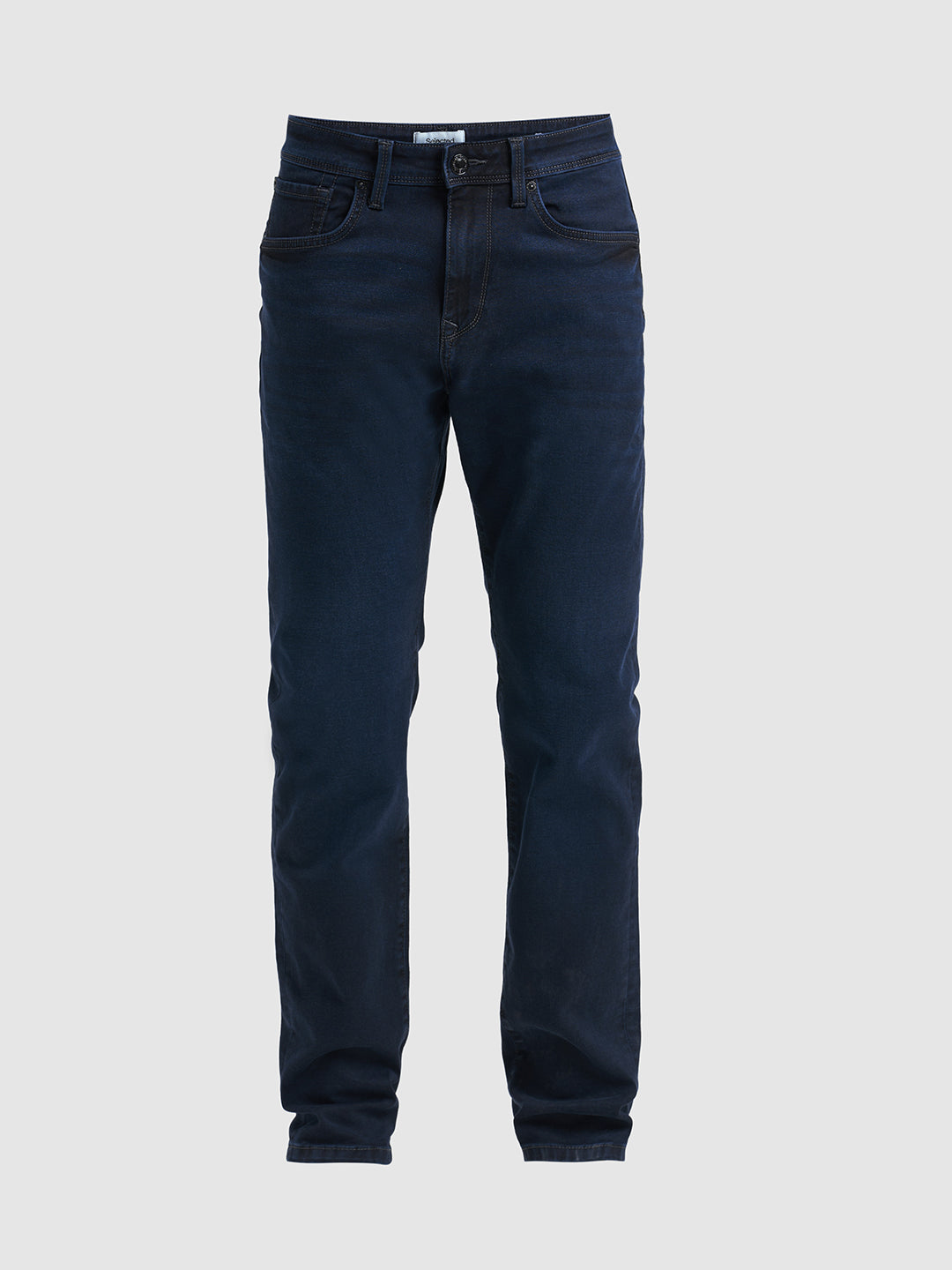Dark Blue Mid Rise Straight Fit Jeans
