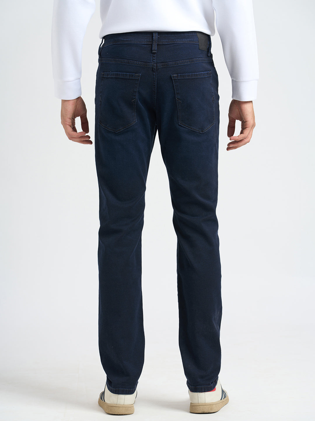Dark Blue Mid Rise Straight Fit Jeans