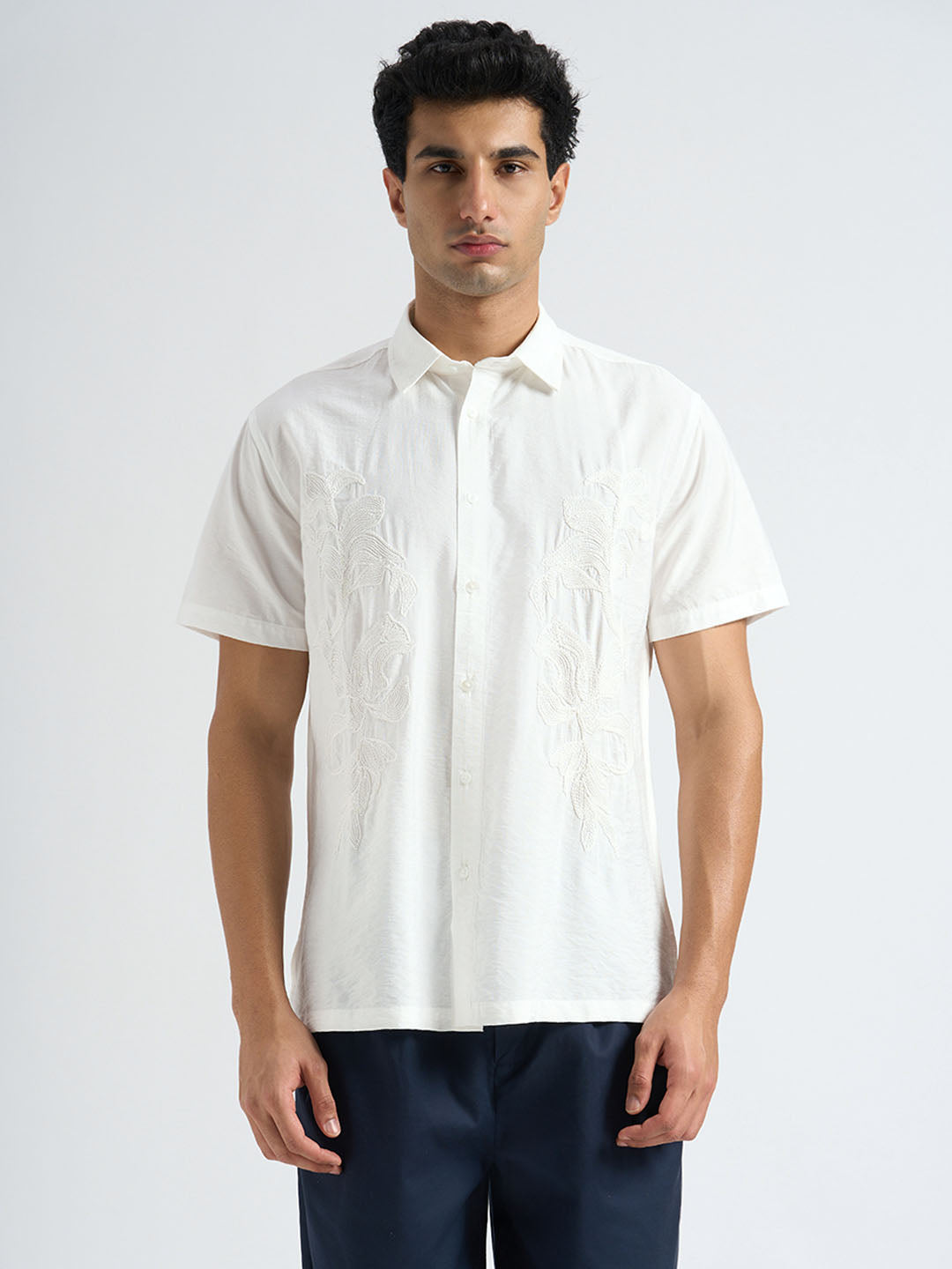 Viscose Blend Embroidered Shirt