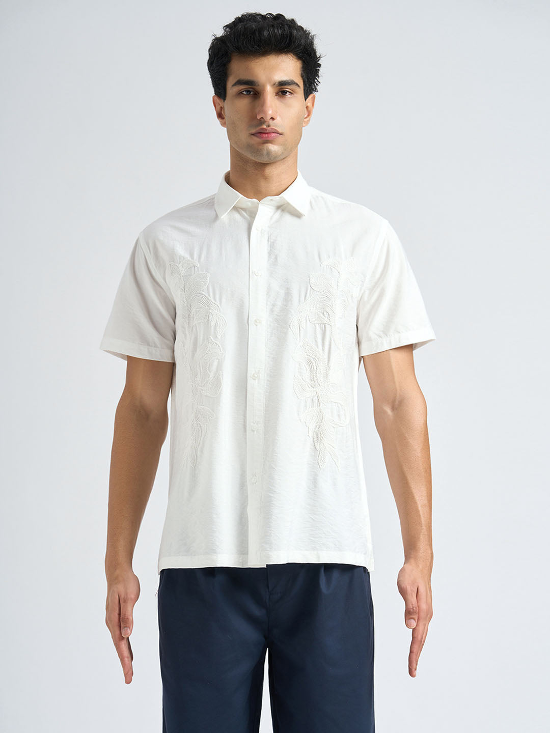 Viscose Blend Embroidered Shirt
