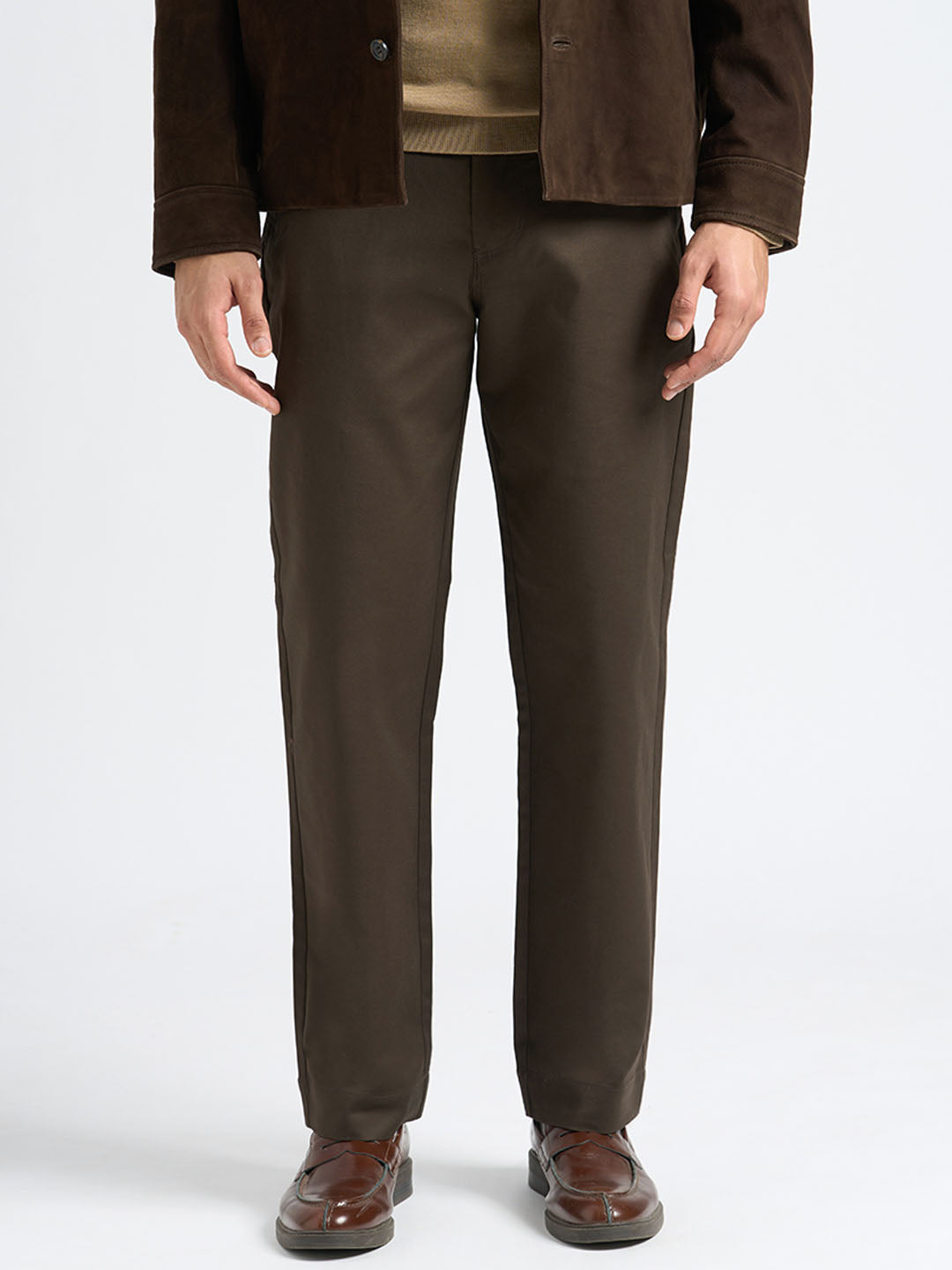 Dark Brown Straight Fit Chinos