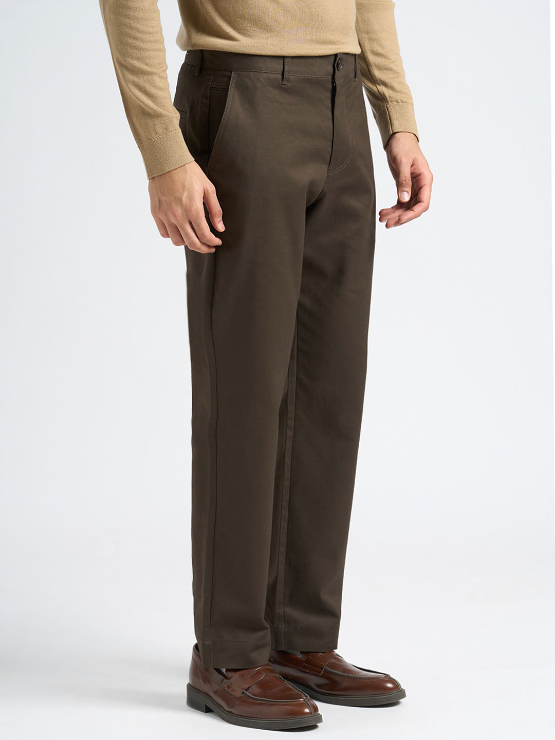 Dark Brown Straight Fit Chinos