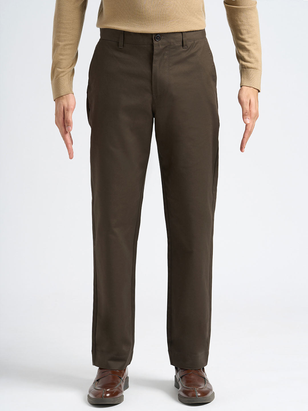 Dark Brown Straight Fit Chinos