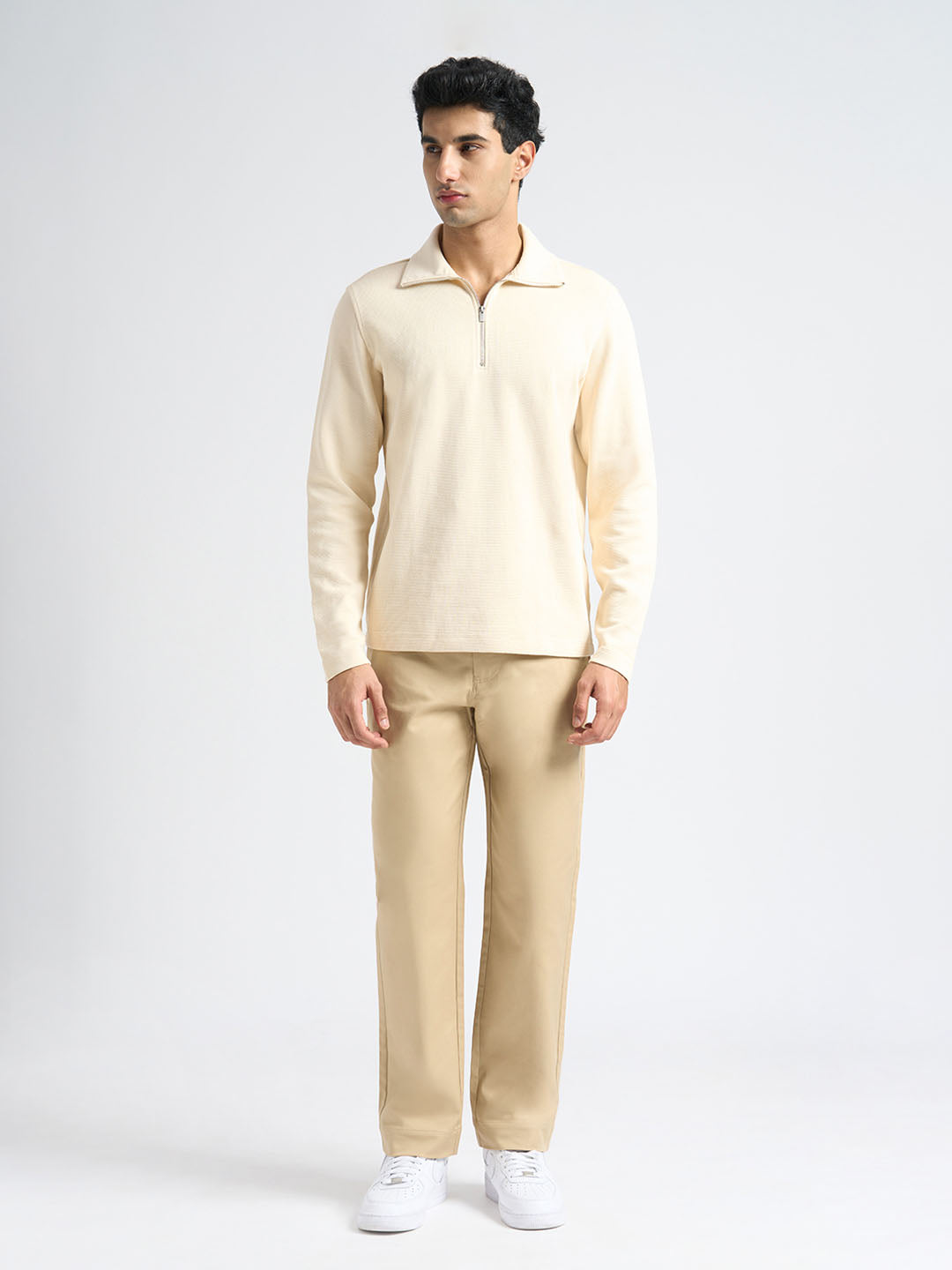 Beige Straight Fit Chinos