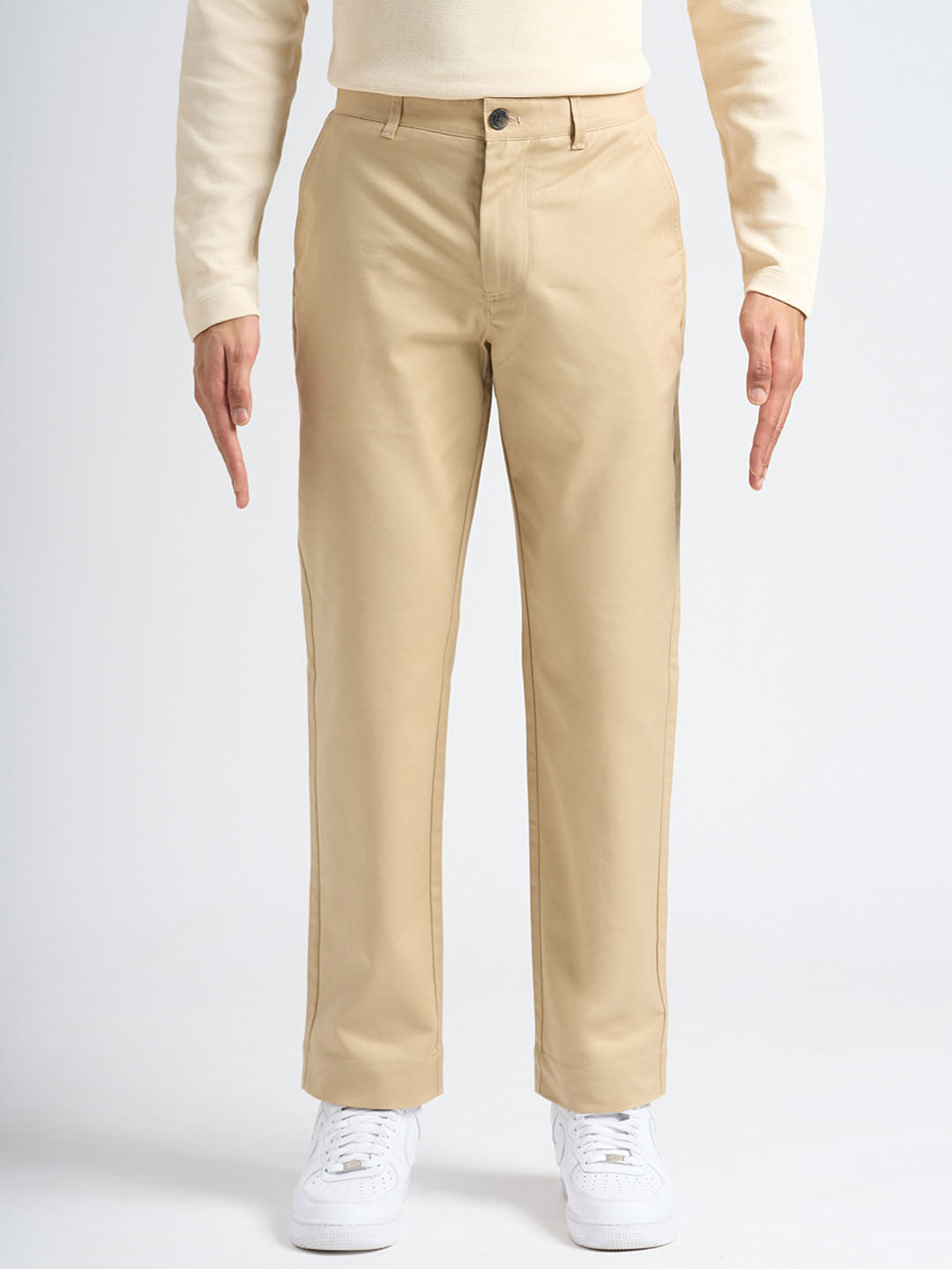 Beige Straight Fit Chinos