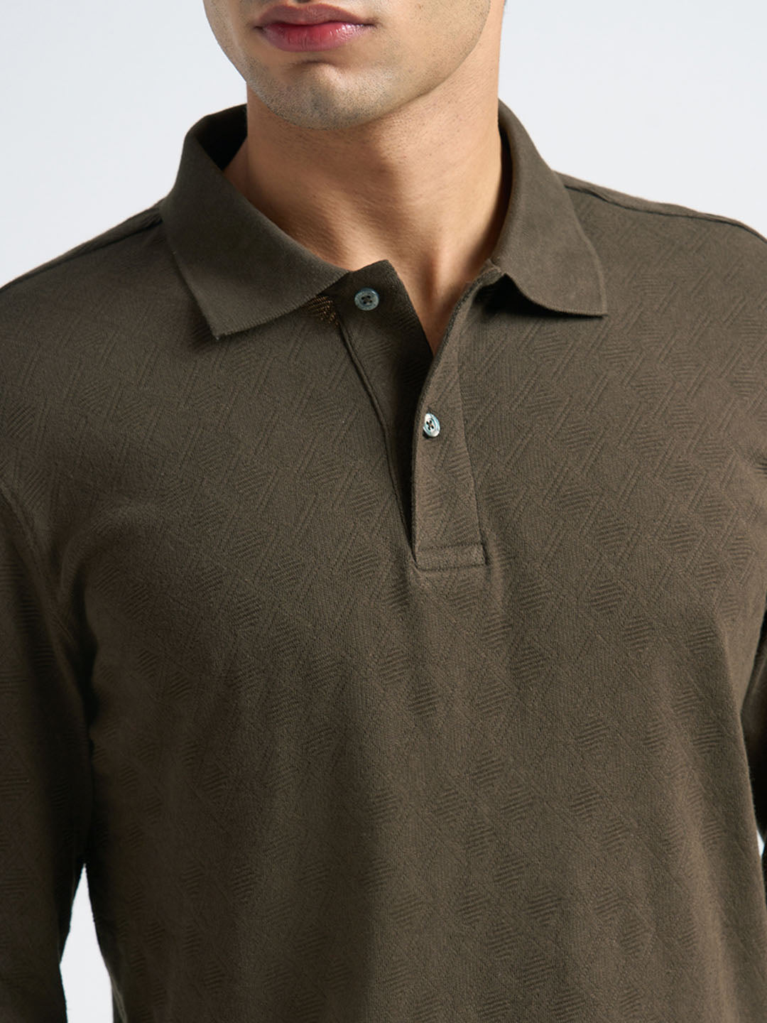 Organic Cotton Jacquard Polo - Dark Brown
