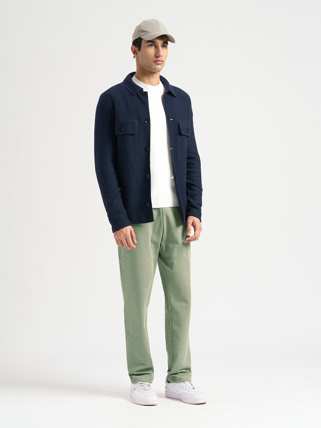 Structured Cotton Sweatpants - Green